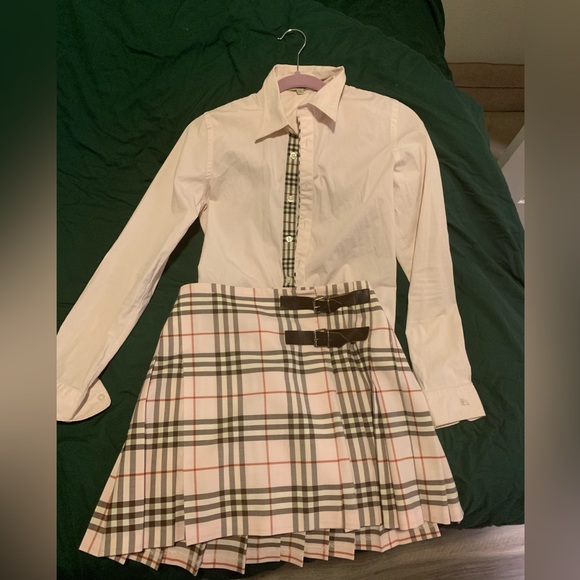 Burberry Matching Sets All Baby Pink Vintage Burberry Skirt Button